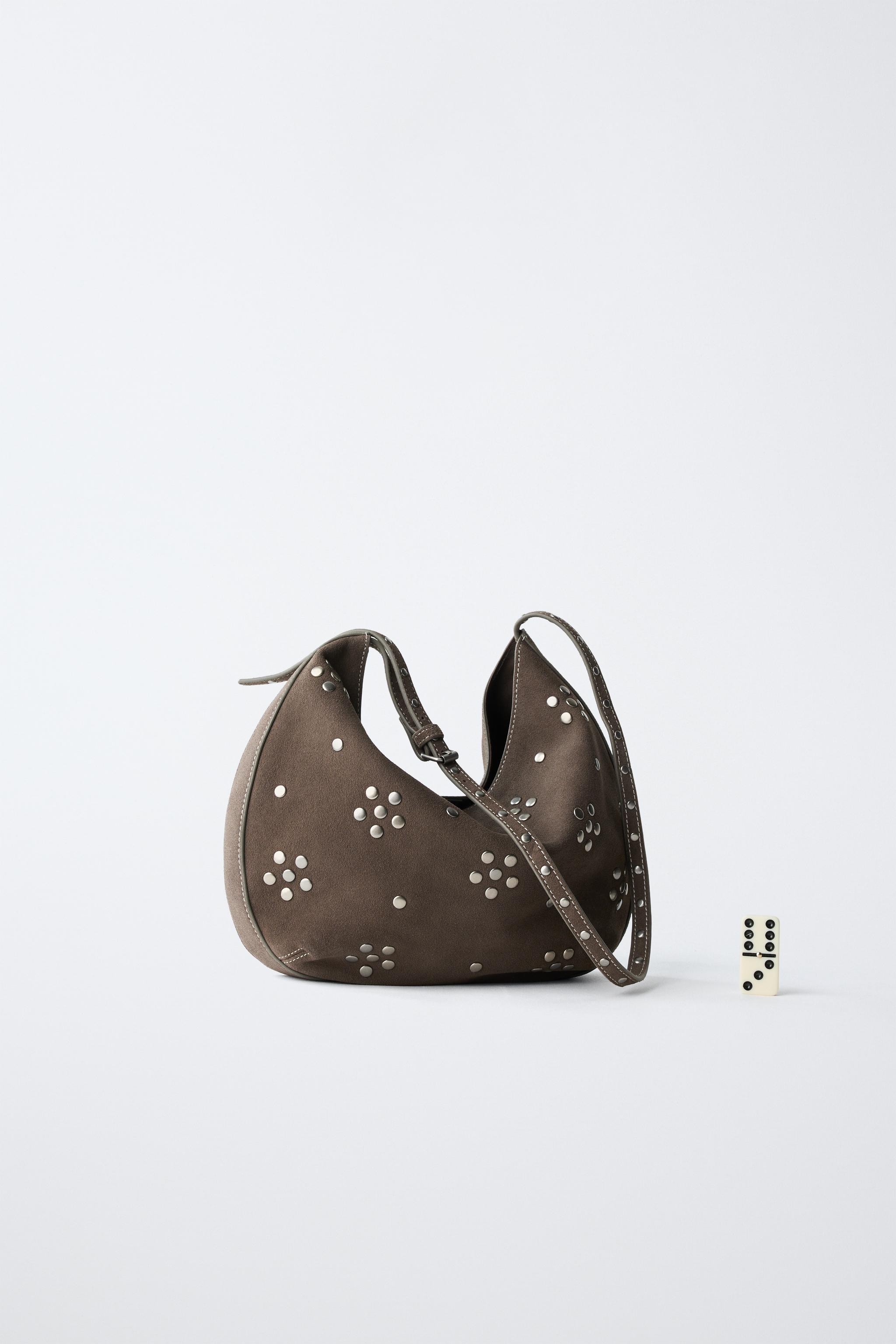 LEATHER STUDDED CROSSBODY BAG